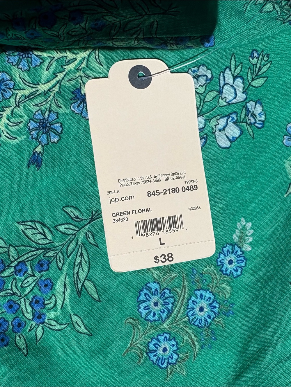 St. John's Bay Green Floral Split V-Neck Blouse large - Picture 4 of 4